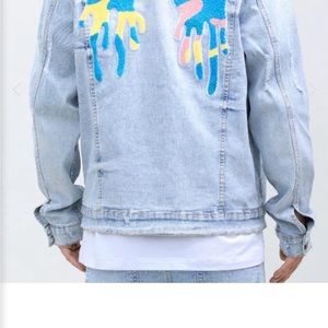 Roku Studio "Pink Camo Tear Drip" Jean Jacket